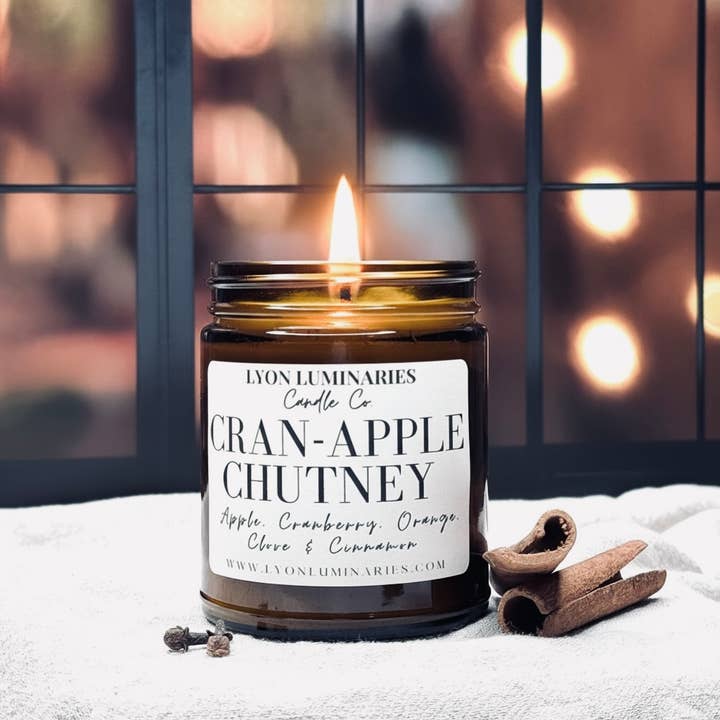 Cran-Apple Chutney Soy Blend Candle for wholesale by LYON Luminaries Candle Co.