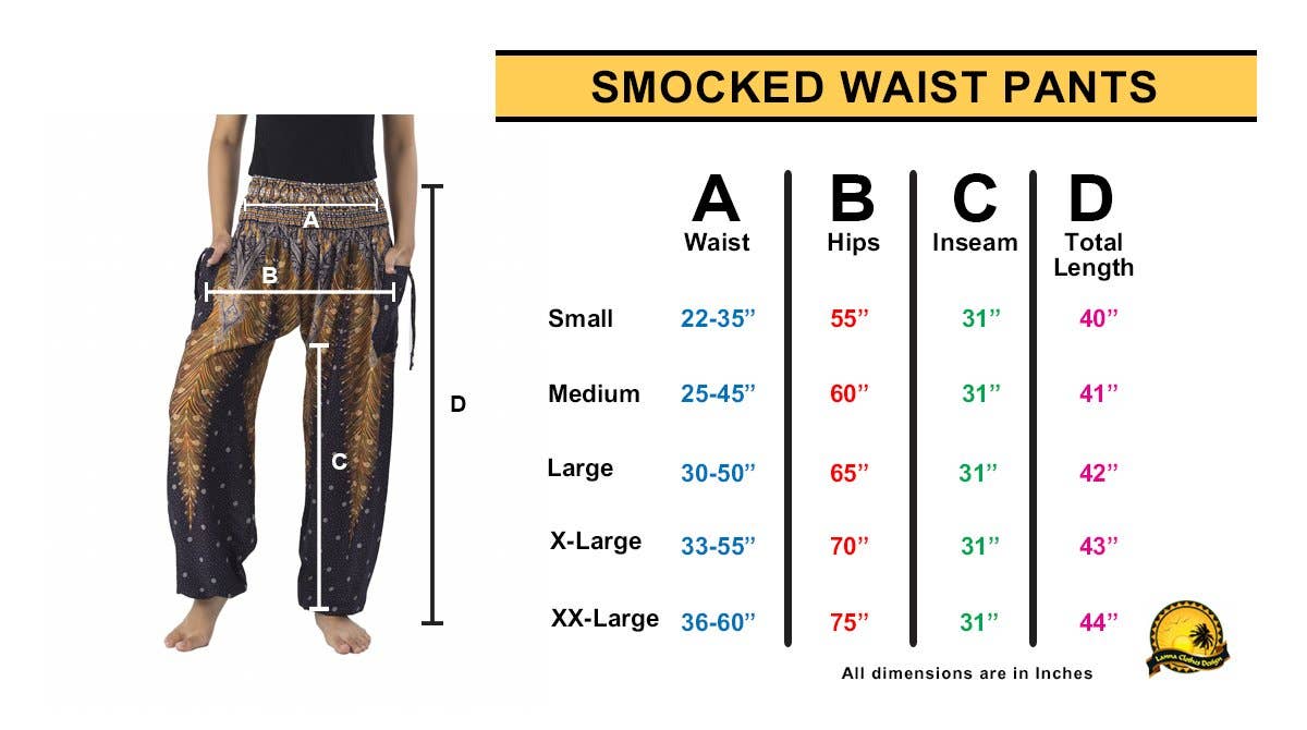 Studio 12 Collective (previously Ethnic Lanna) – Großhandel Hose – Damen – Haremshose Boho mit gesmokter Taille und Taschen - Pfau20