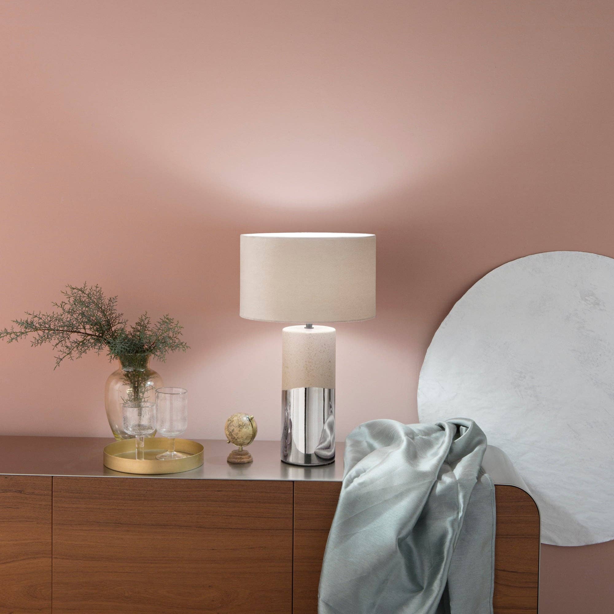 Gruppo F.T - Wholesale Accent/Desk Lamp - TATAKA ceramic table lamp with 55 cm fabric shade.2