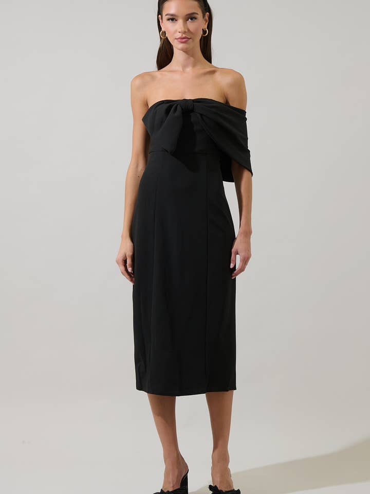 Vibiana Bow One Shoulder Midi Dress for wholesale by Sugarlips
