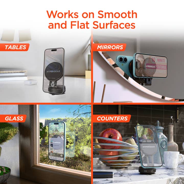 JupiterGear Home - Wholesale Phone/Tablet Stand - HyperGear Mag Vac Magnetic Phone Mount w Vacuum Suction Cup4