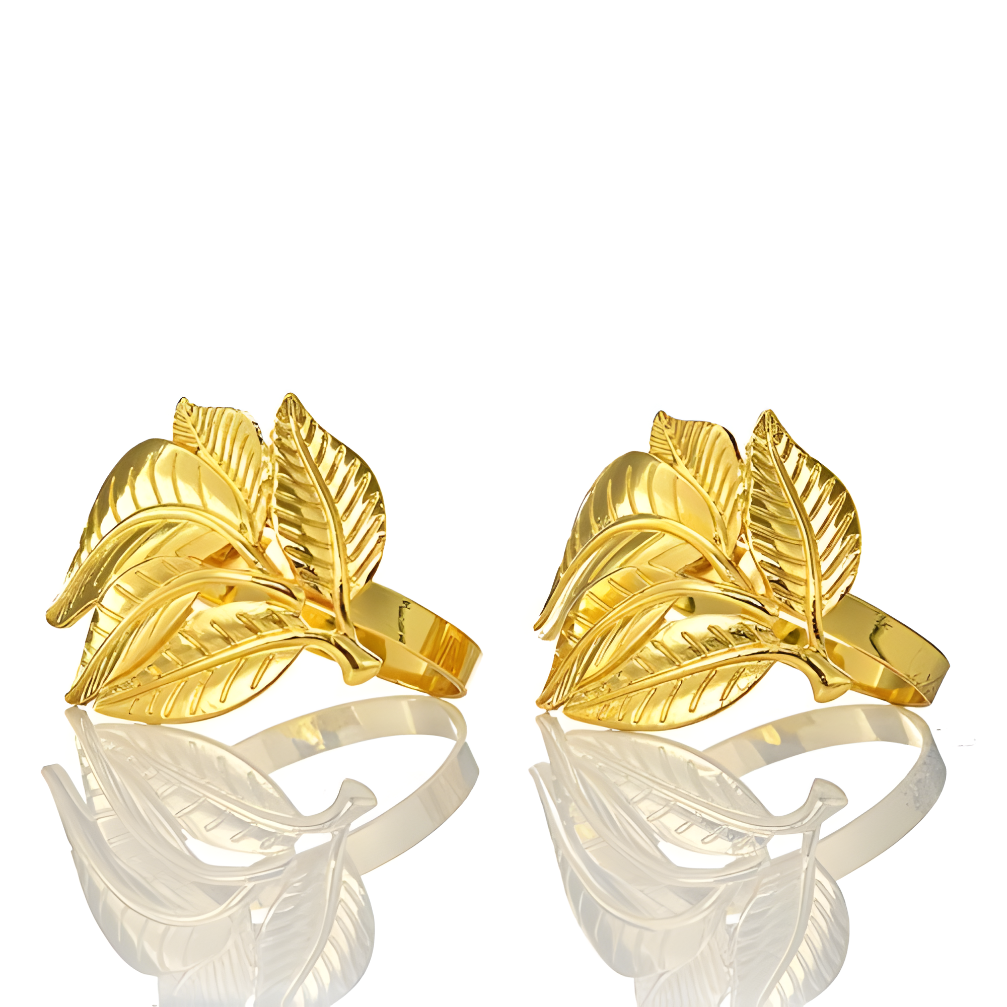 Decozen – Argola de guardanapo por atacado – Argolas de Guardanapo em Design de Folha de Ouro0