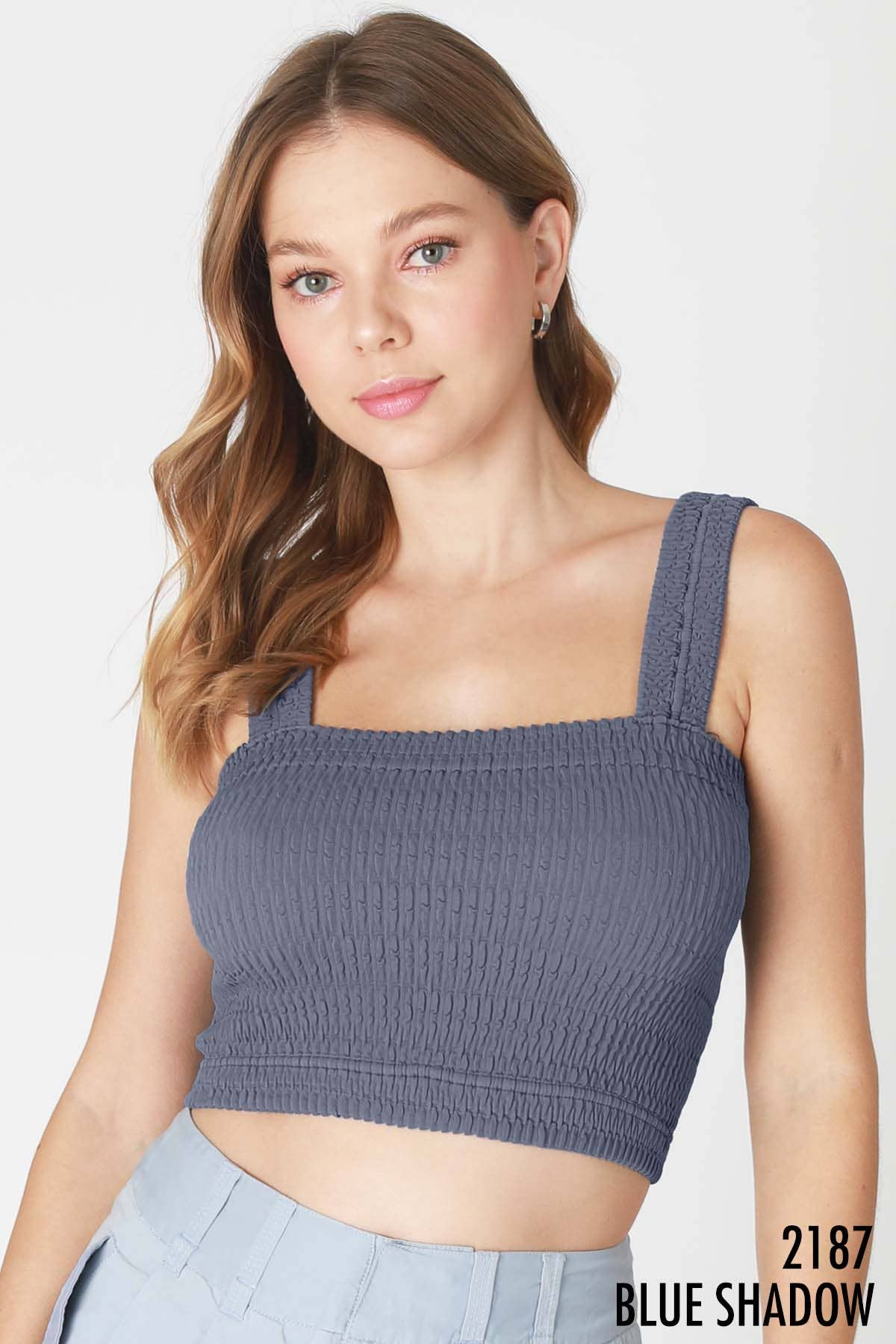 NIKIBIKI - Wholesale Knit Top - Women's - NS8255 - Shirred Square Neck Crop Top19