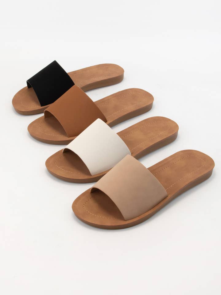 CCOCCI - Wholesale Slides - Women's - BASIC BOLD UPPER FLEXIBLE SOLE SLIDE