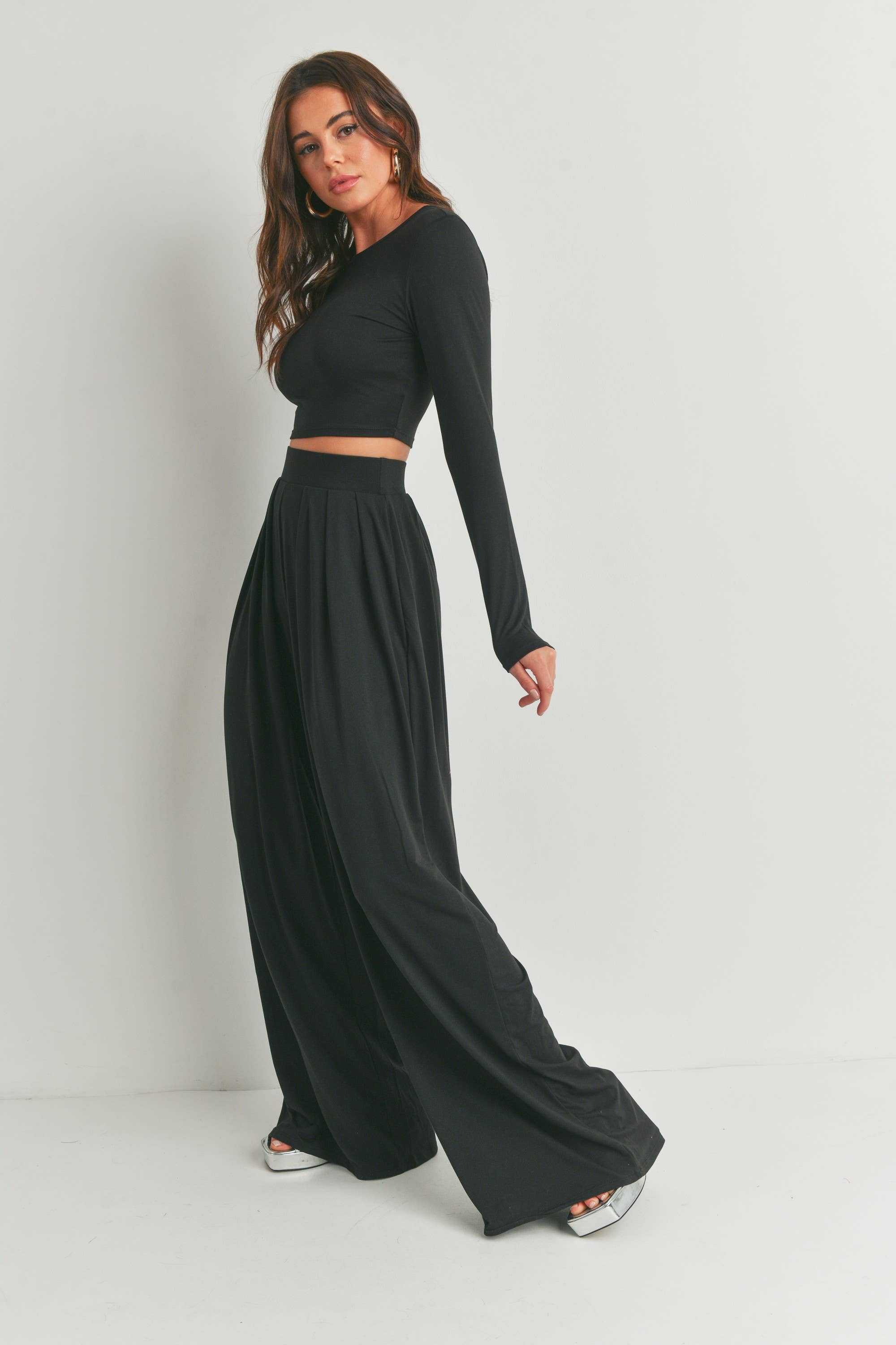 Peace Love Line - Wholesale Top & Pant Set (NOT Loungewear) - Women's - SLI3880 - LONG SLEEVES CROP TOP AND PANTS SET6