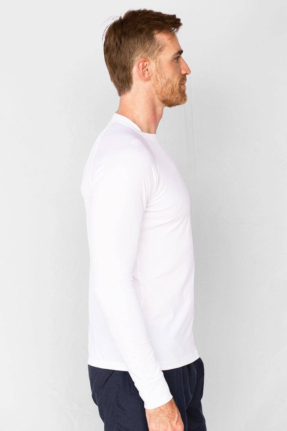 Nuvées – wholesale Rashguard - Herr – Nuvées herr UV-skyddande t-shirt för simning – vit – UPF 50+7