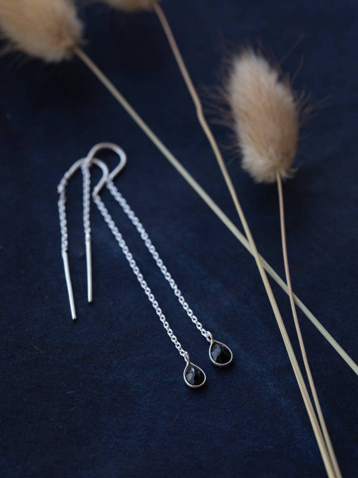 Zwarte Onyx-draden - sterling zilver voor wholesale door Meelah Collections