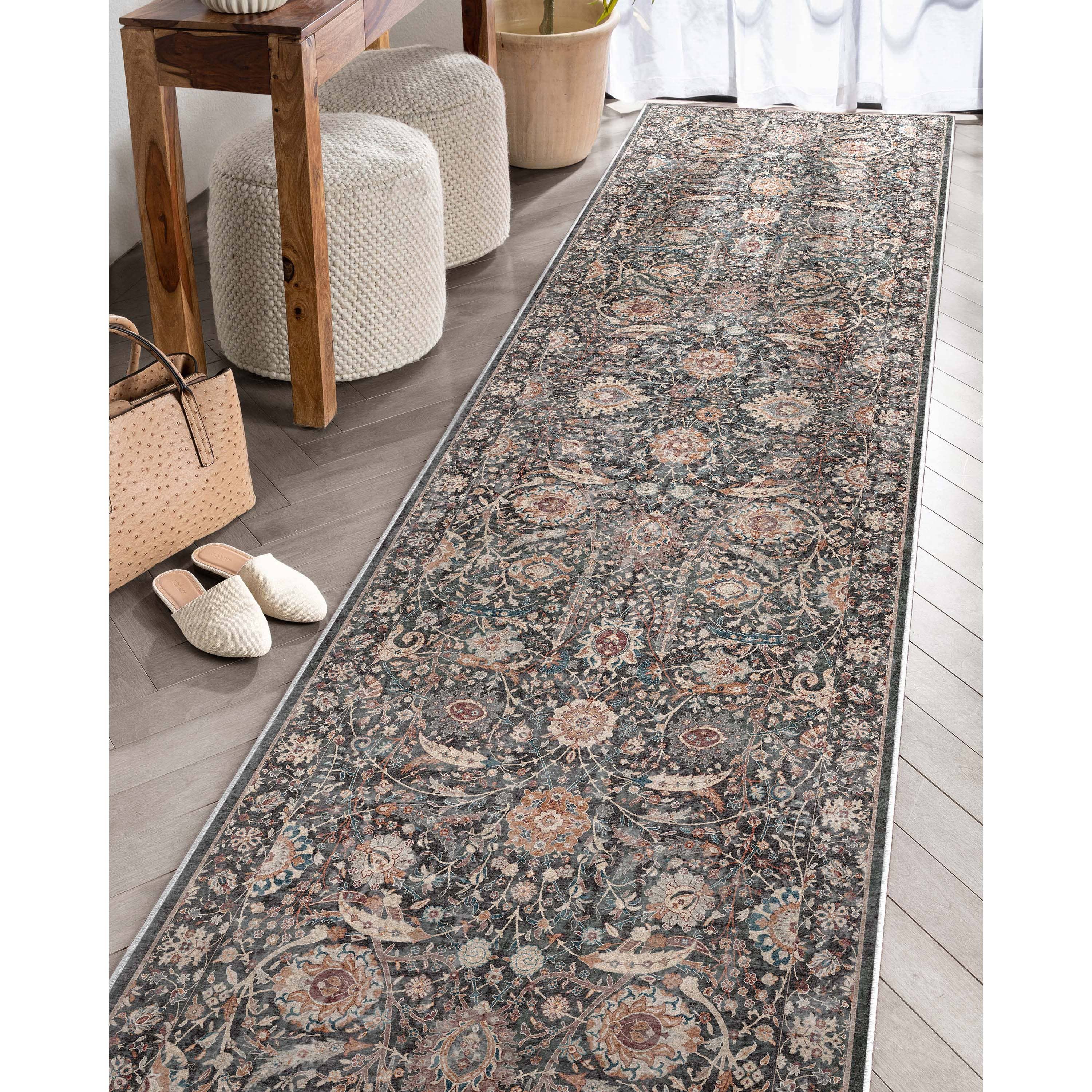 Well Woven - Wholesale Area Rug - Liana Vintage Oriental Charcoal Grey Flat-Weave Rug9