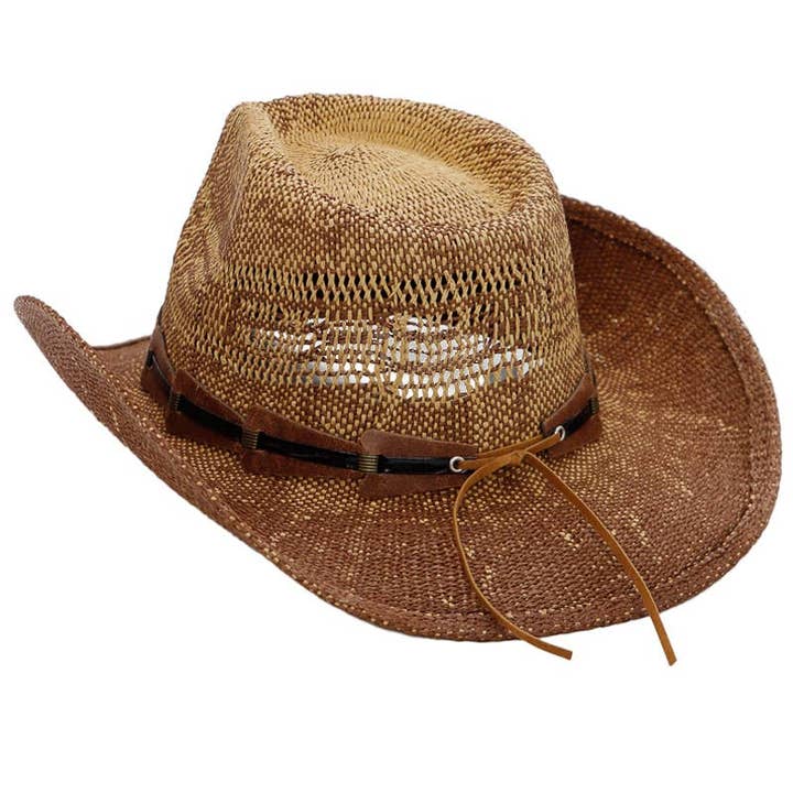 SOM VIST Longhorn Link Belt Ombre hæklet stråcowboyhat for engroshandel på Faire2