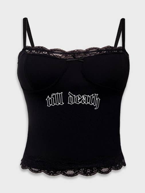 Billy Bones Club - Wholesale Camisole – Women′s - Till Death Lace Cami Top - Vintage Black0