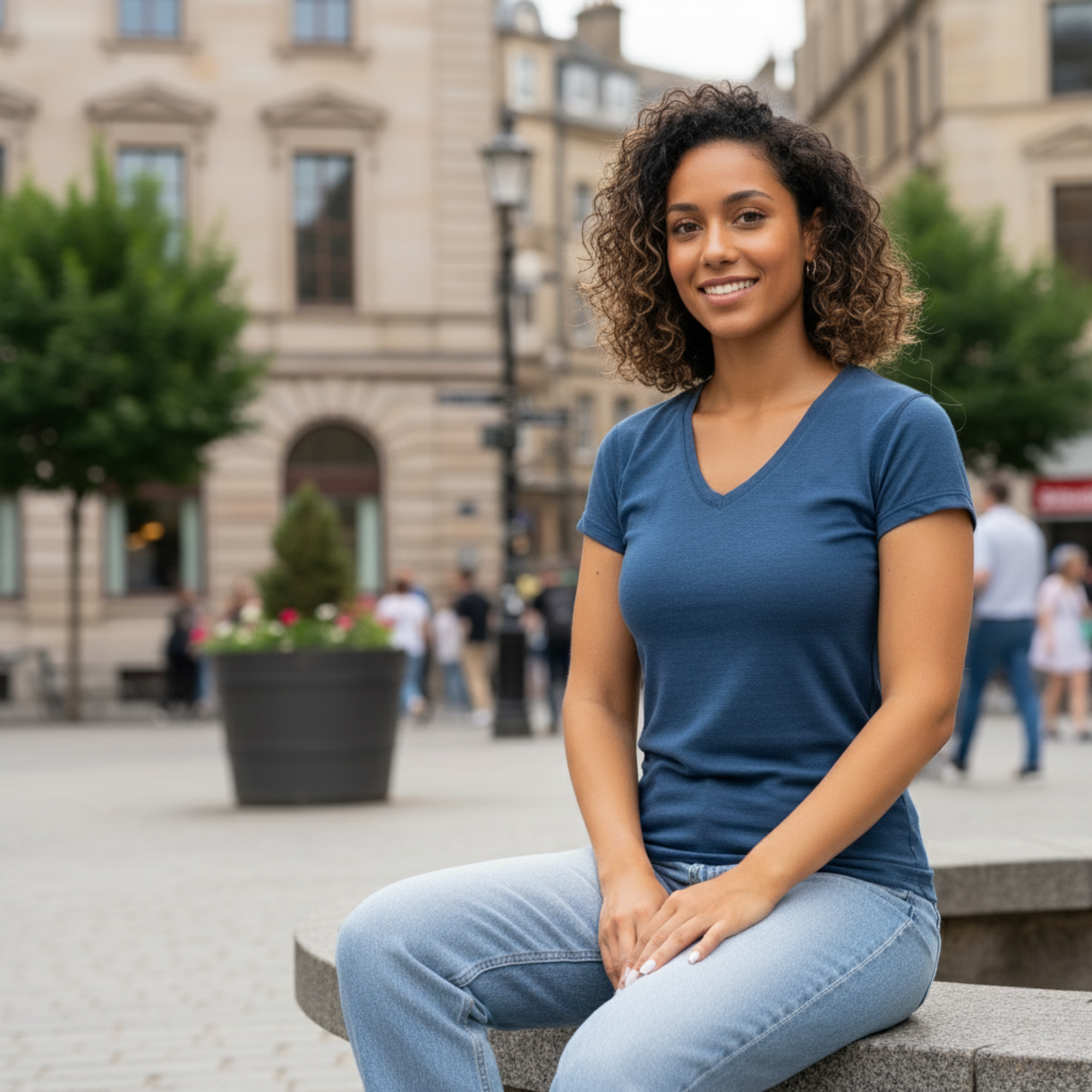 menique - Wholesale T-Shirt - Women's - Women's 100% Merino Wool V-Neck Tee2