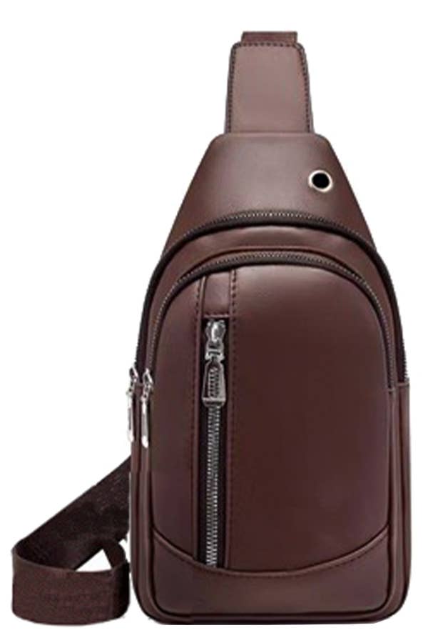 Cap Zone - Wholesale Crossbody Bag - Women's - Simplistic Triple Zippered Faux Leather Shoulder Sling Bag5