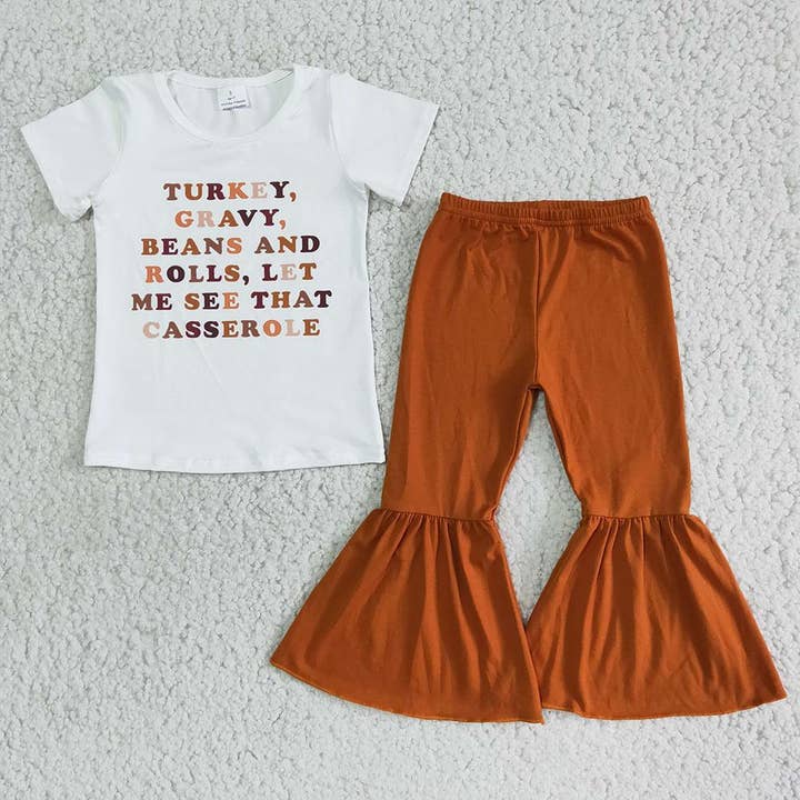 Aier Wholesale - Wholesale Top & Pant Set - Kids - Turkey Words cassarole Bell Bottom Pants