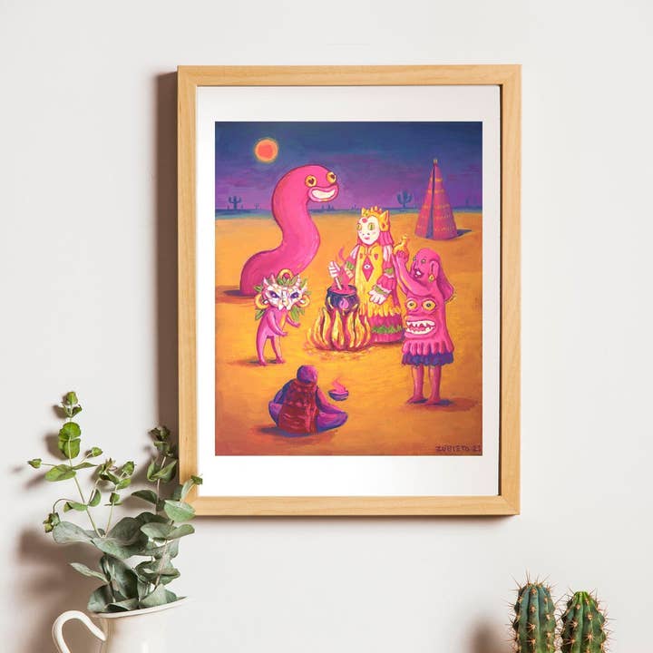 Psychedelic Desert Ritual Limited Edition Art Print for wholesale by Zubieta Illustration