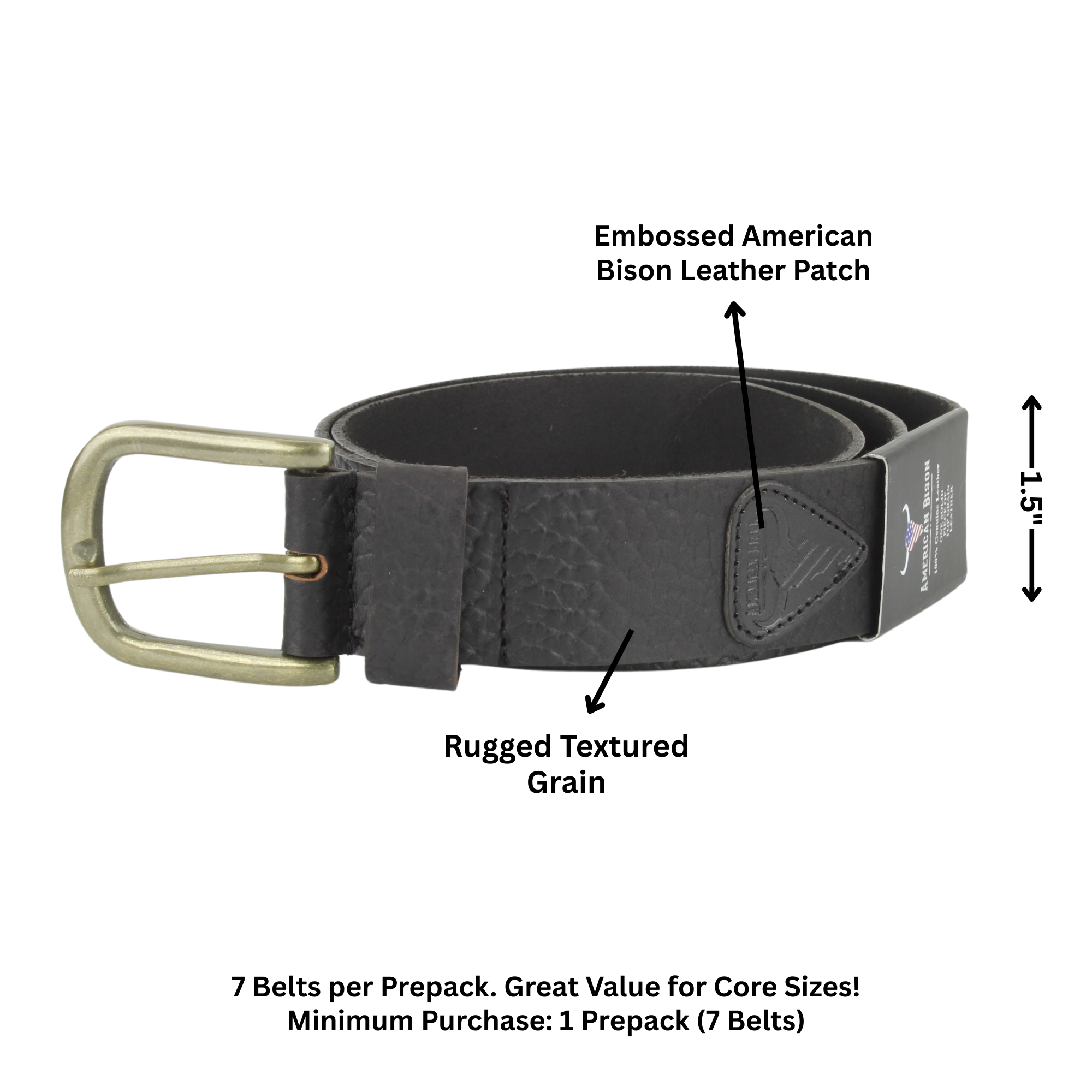 Leather Impressions Inc - Wholesale Belt - Unisex - Distressed Grain Leather Belt with Embossed Patch ABB 0231