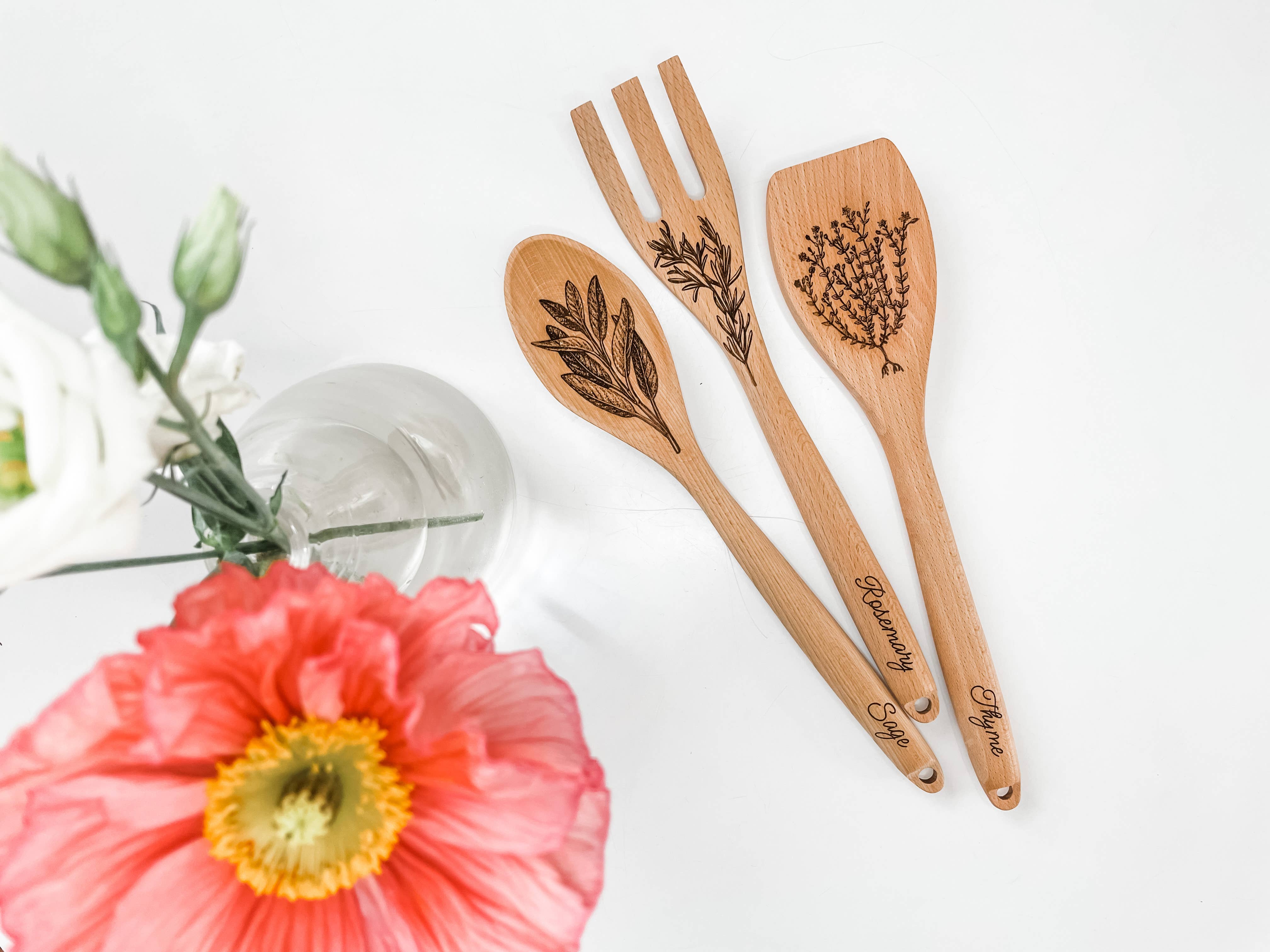 Wood & Ash - Wholesale Kitchen Utensil Set - Herbs Wooden Cooking Utensil Set3