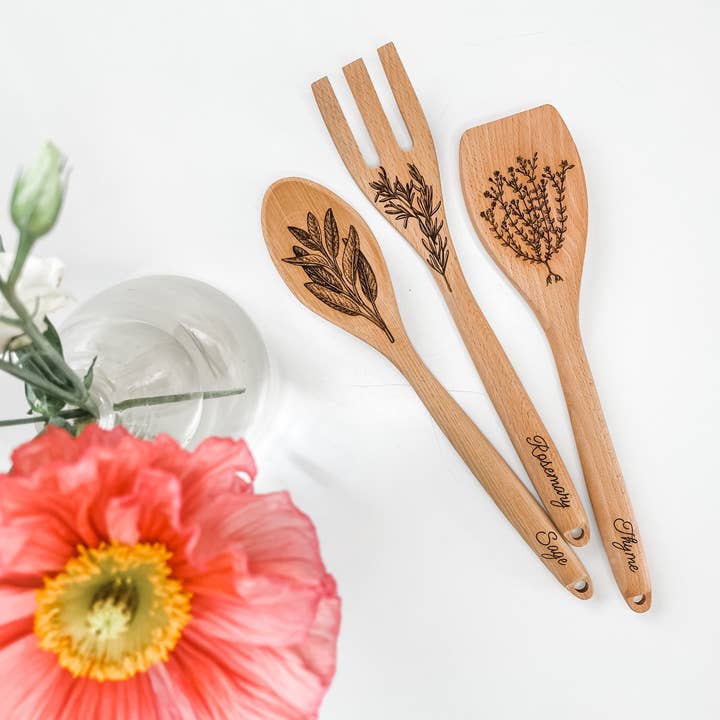 Wood & Ash - Wholesale Kitchen Utensil Set - Herbs Wooden Cooking Utensil Set3