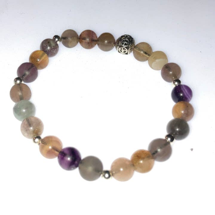 Fred i sindet Armbånd - 6mm Flourit/2mm 925/8MM Tibetansk sl for engroshandel hos PEACE MAKER GEMS