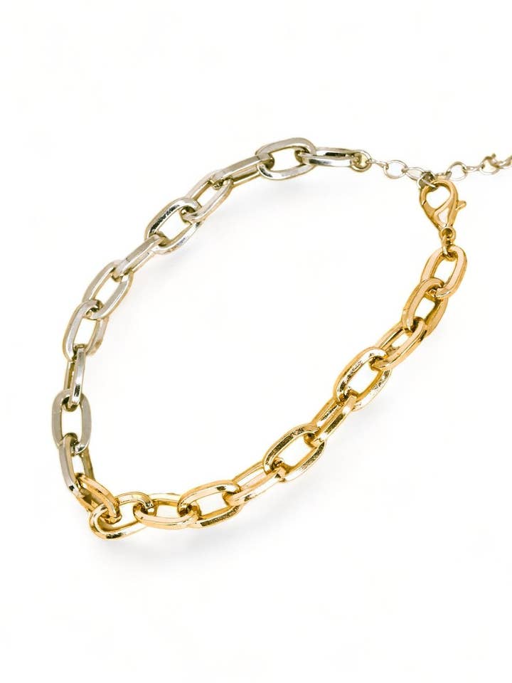 Zweifarbiges Fußkettchen aus Gold und Silber mit Kettengliedern für den Großhandel von Tasha Apparel Wholesale