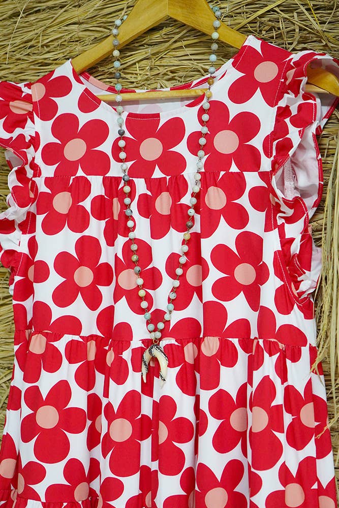 UNISHE - Wholesale Dress - Women's - Flutter Sleeve Tiered Floral Dress BBSP0223