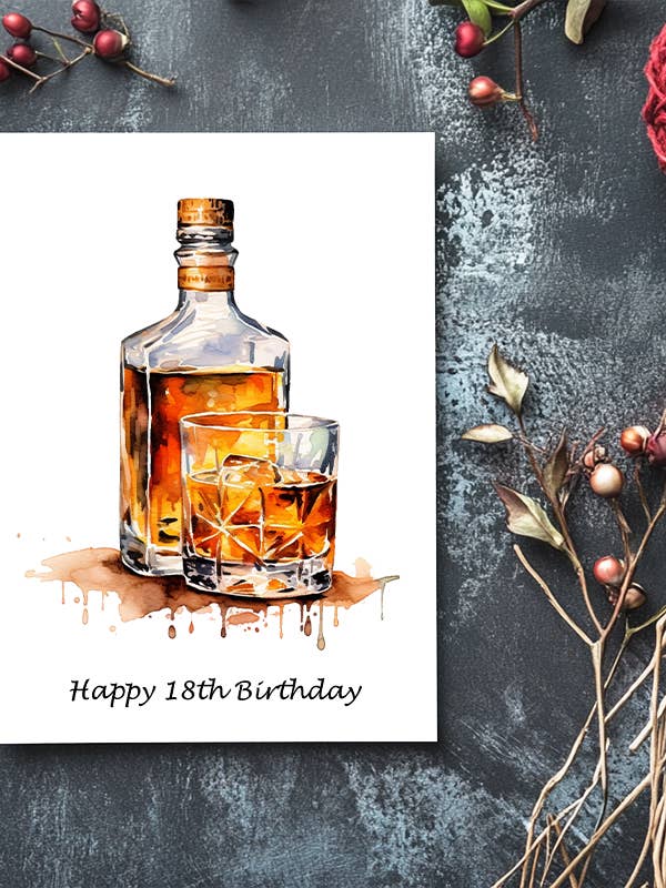 Happy 18th Birthday Whisky - Eco-friendly Birthday Card for wholesale by Homemade Hollydays Wholesale