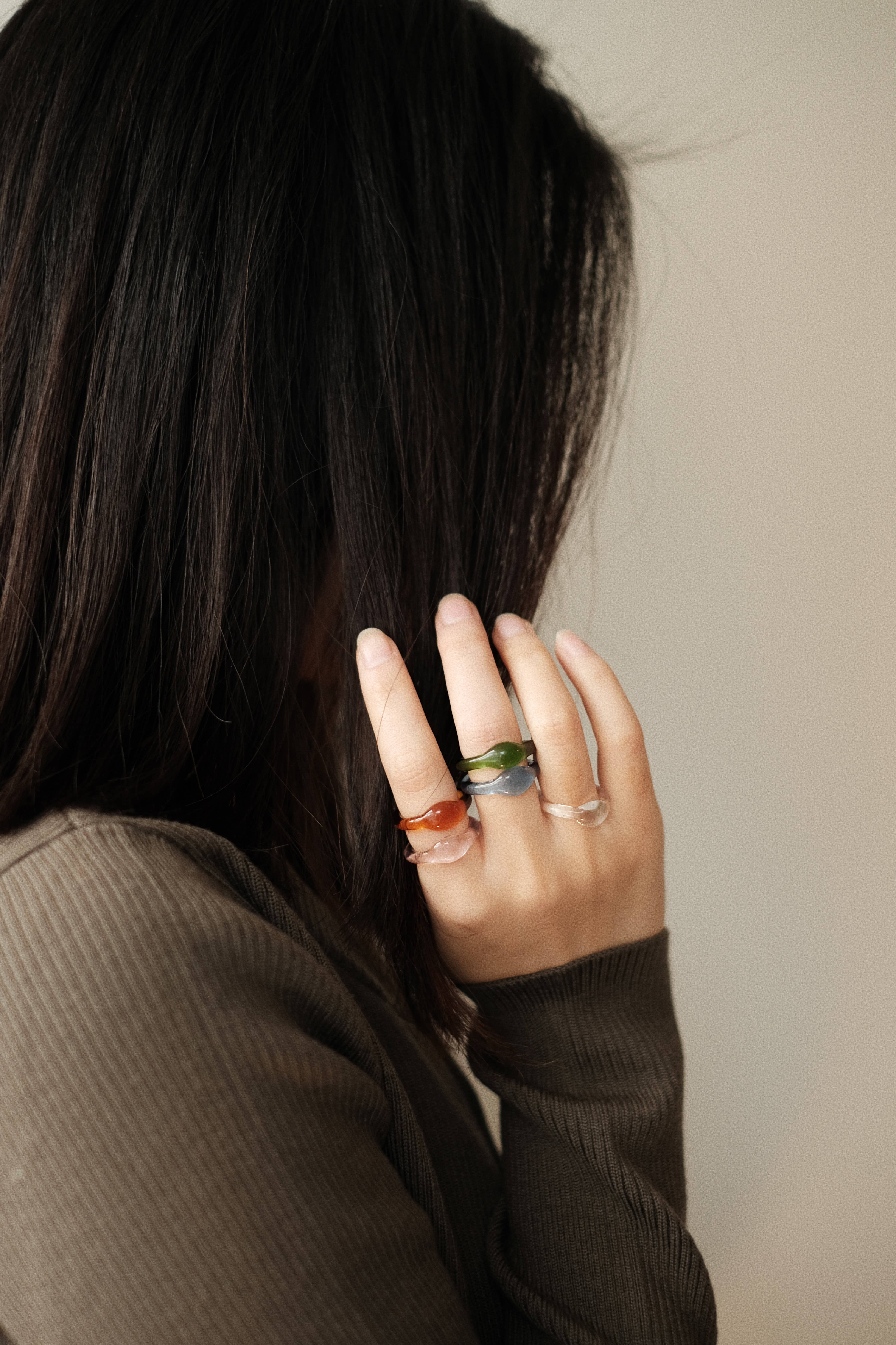 LUMI - Wholesale Band/Stacked Ring - Dew - Green4