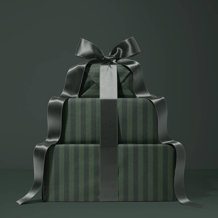 Papier cadeau à rayures vert foncé sur commande pour la vente par SB Paperie