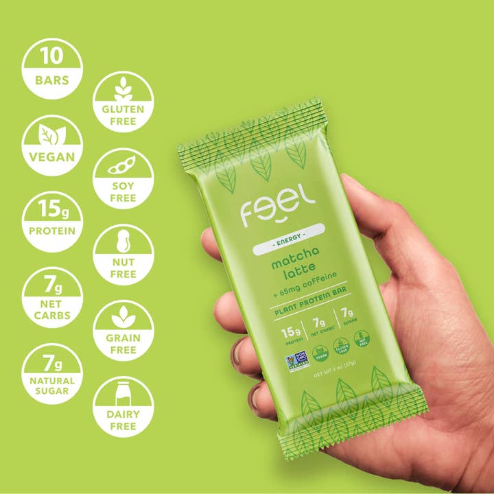 The Feel Bar - Wholesale Snack Bar - Matcha Latte (Caffeinated) - 10 Count2