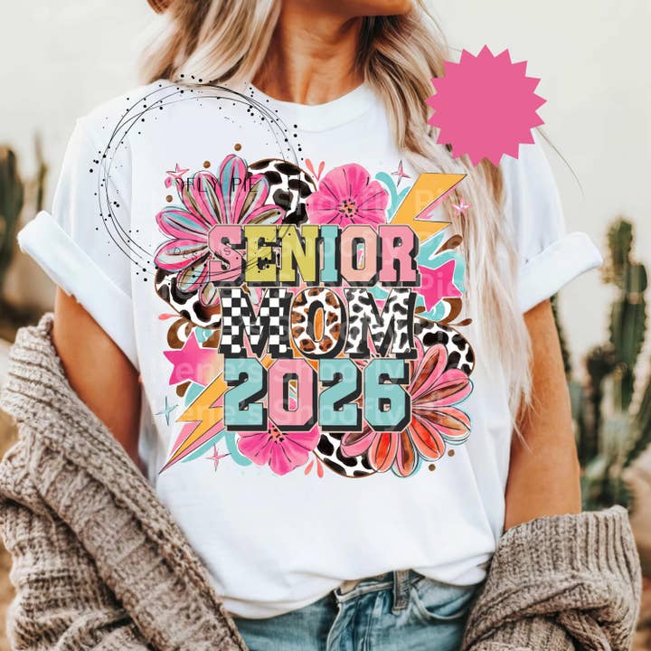 Retro Senior Mom 2026 Shirt, Boho Floral Senior T-Shirt for wholesale by DLT Ecommerce