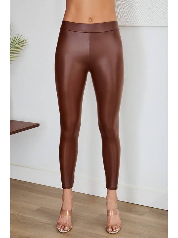 VENTI6 - Wholesale Fashion Leggings - Women's - PU COATED LEGGINGS (50228-PU)