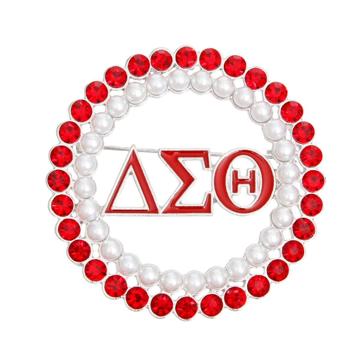 Rouge et Blanc Broche à épingle ronde delta rouge et blanche pour femme en vente sur Faire2