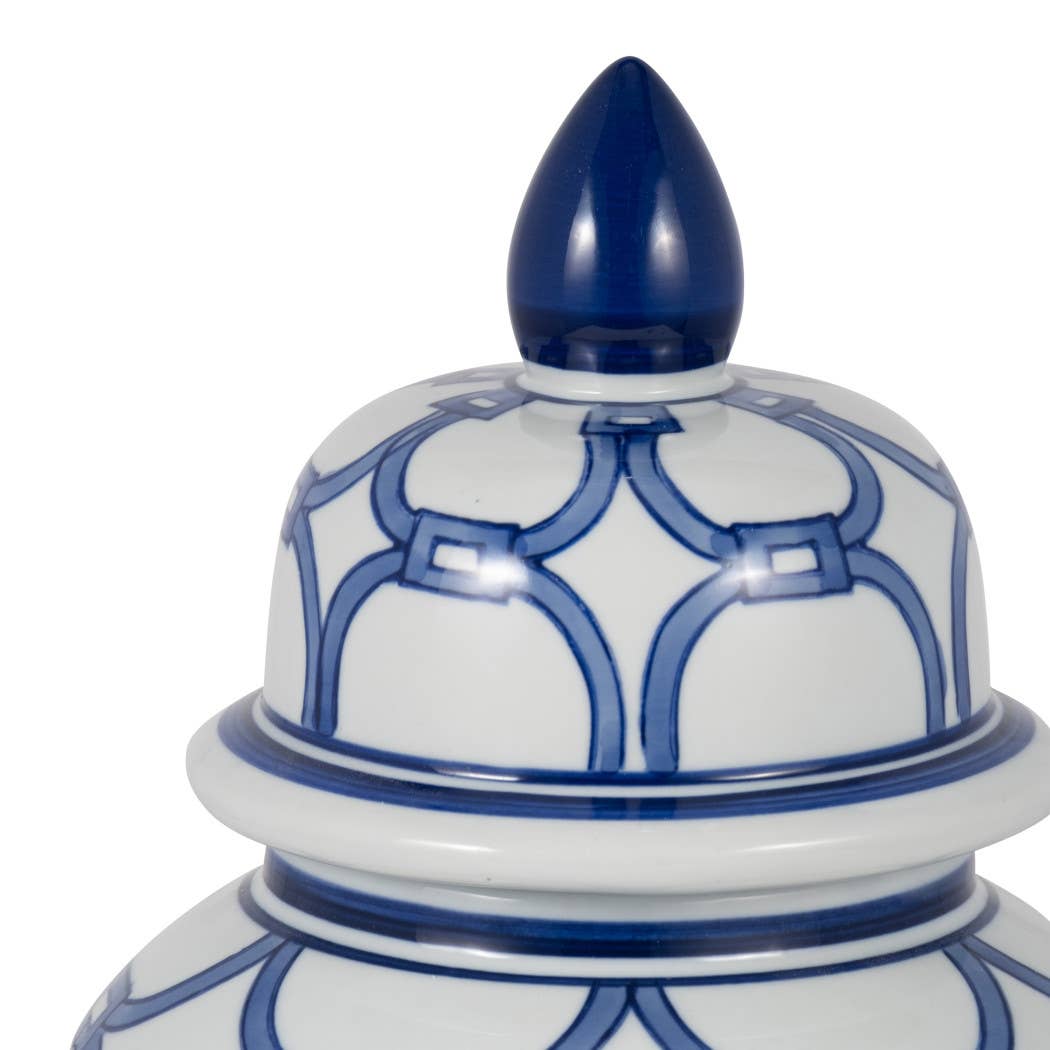 Sagebrook Home - Wholesale Decorative Jar - Ceramic Links Lidded Decorative Temple Jar - Blue, 14 in.7