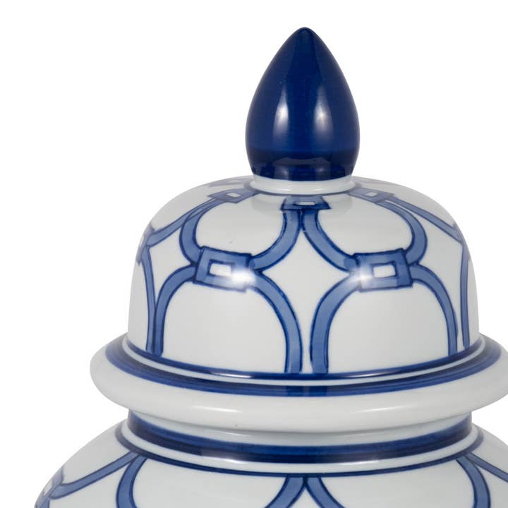 Sagebrook Home - Wholesale Decorative Jar - Ceramic Links Lidded Decorative Temple Jar - Blue, 14 in.7