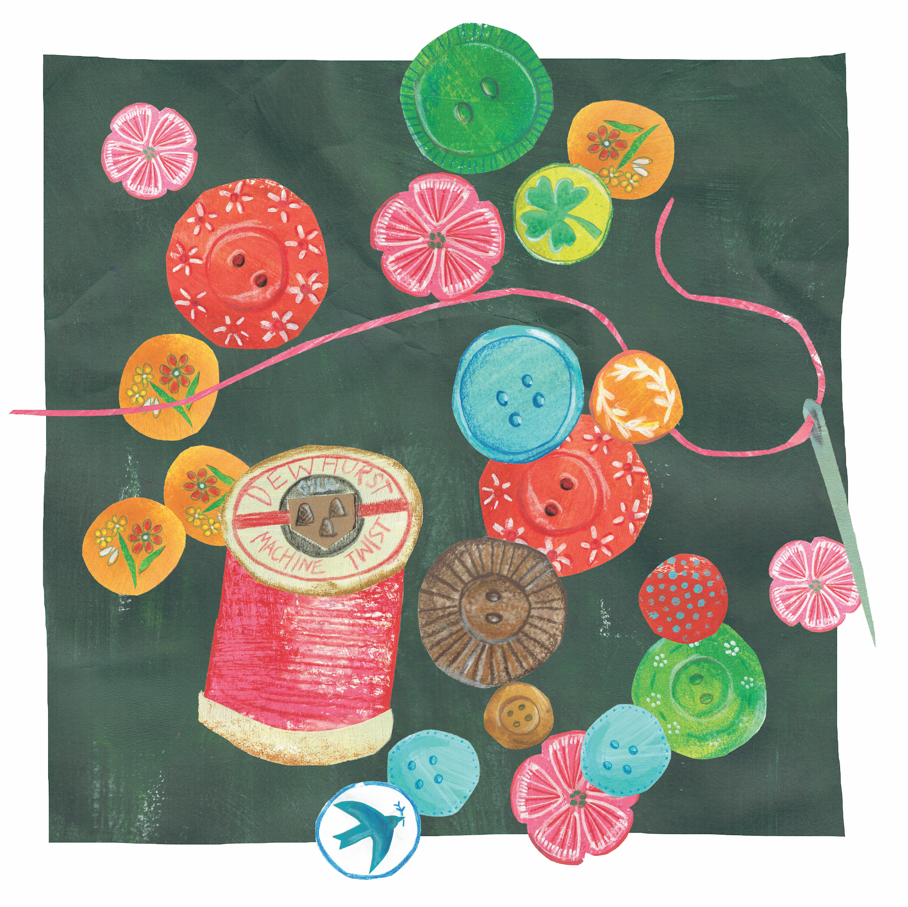 Kate Read Illustration - Wholesale Everyday Greeting Card - Sewing Kit Blank Greetings Card1