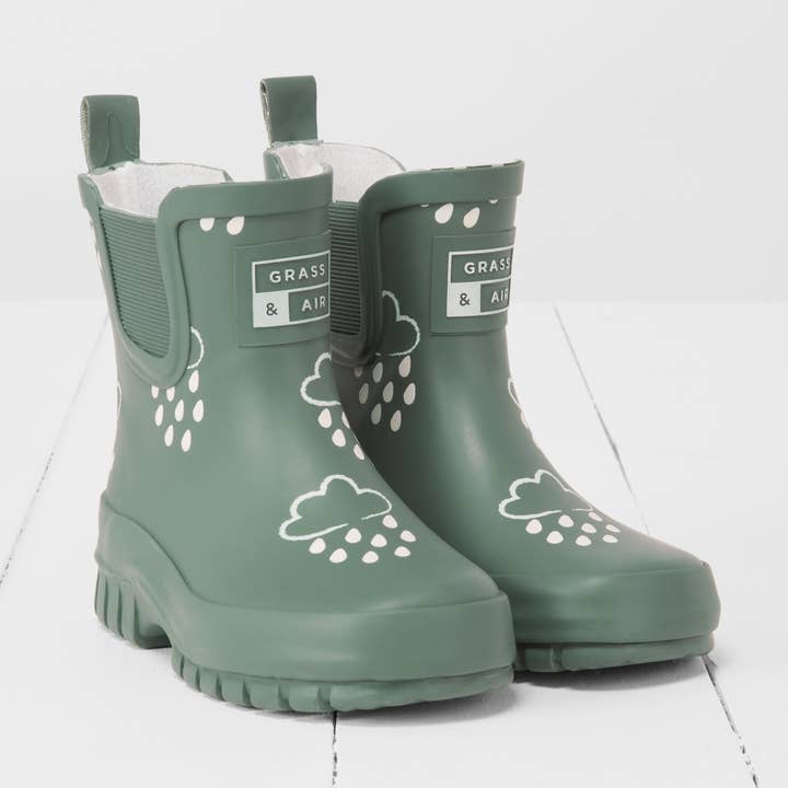 Khaki Chunky Sole Kids Shortie Welly for wholesale by Grass & Air