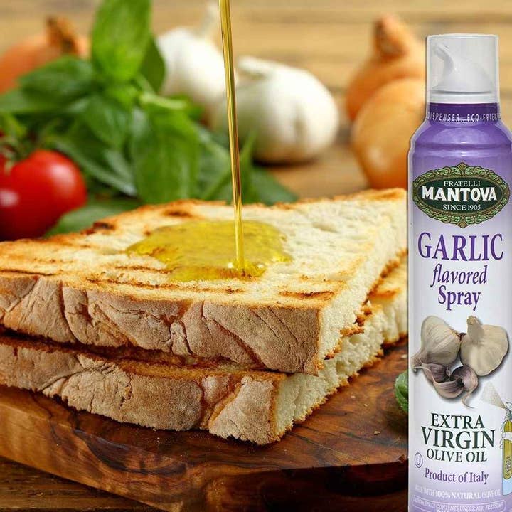 Fine Italian Food - Wholesale Olive Oil - Mantova Garlic Extra Virgin Olive Oil Spray, 8 oz.