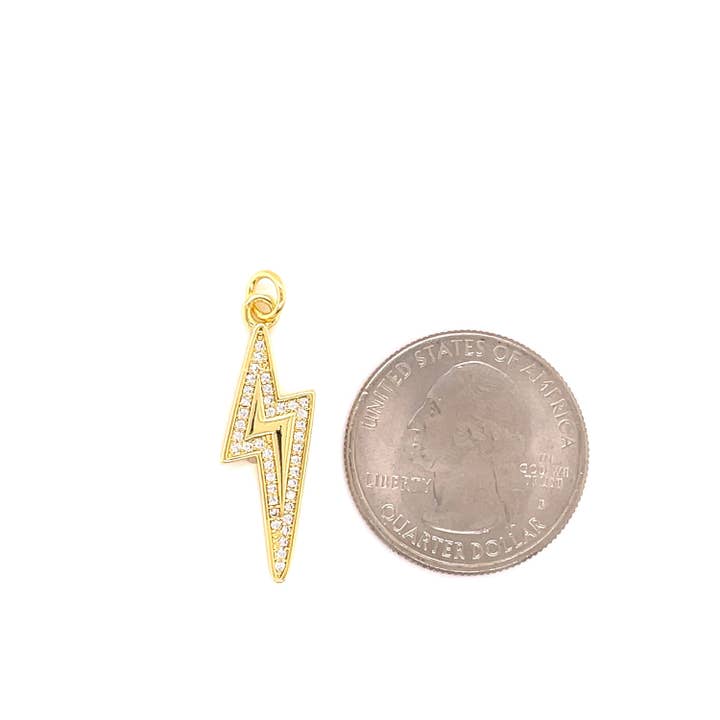 The Bead Bazaar - Wholesale Individual Charm/Pendant - 18K Dainty Enamel Lightning Bolt Pendant For Necklace, Pink2