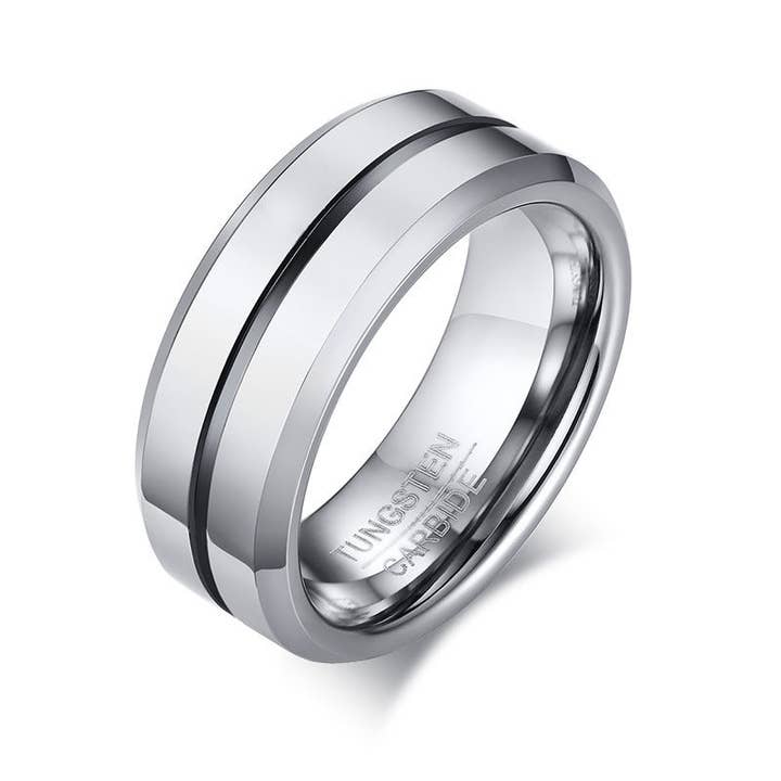 Perimade & Co. LLC - Wholesale Band/Stacked Ring - Classic Minimalist 8mm Stacking Band Ring in Tungsten Steel2