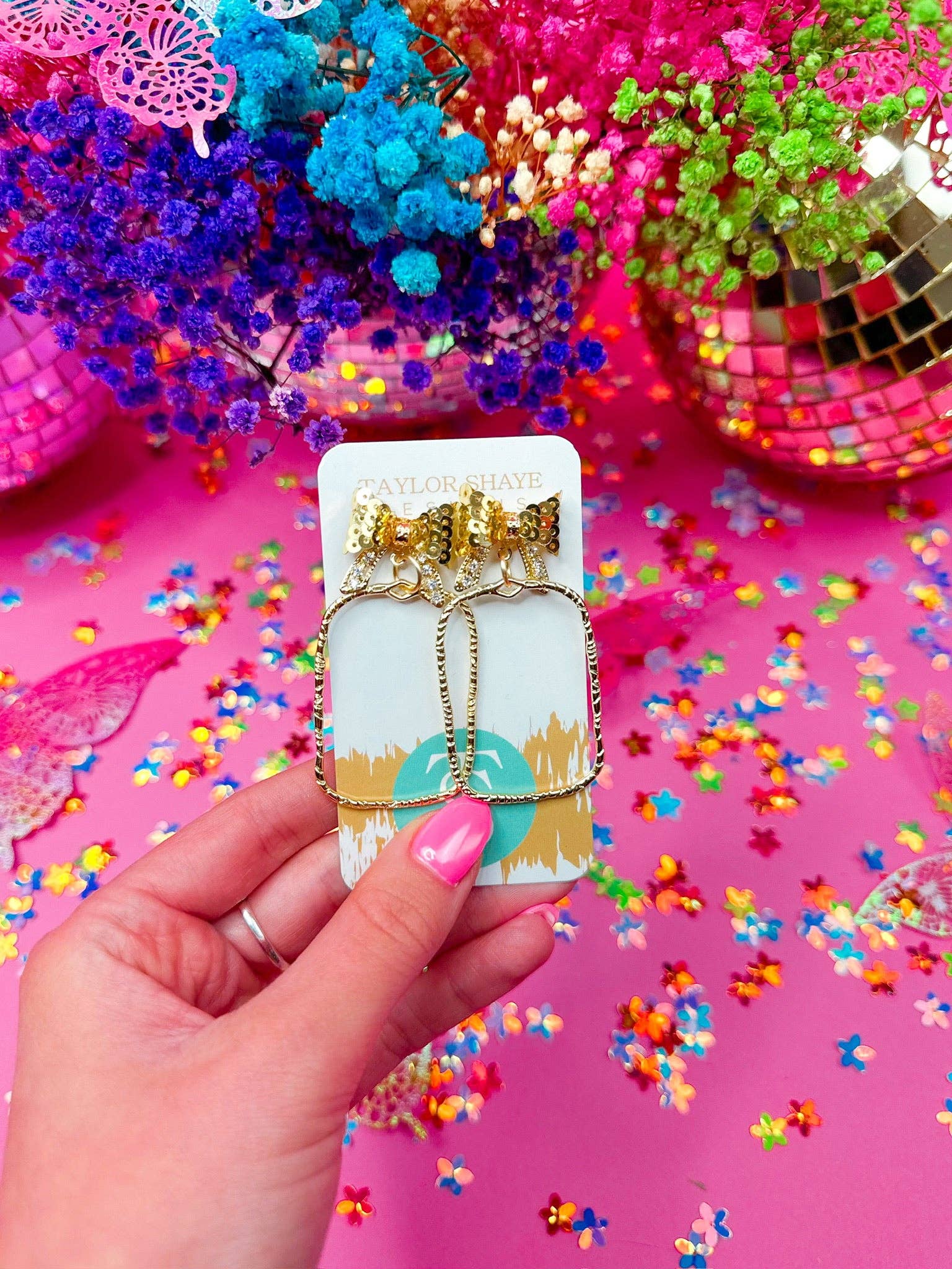 Taylor Shaye Designs - Wholesale Dangle Earrings - Gold Bethany Bow Hoops3