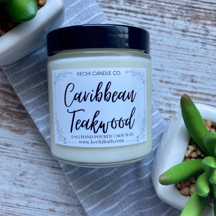 Caribbean Teakwood | Handpoured Soy Wax Candle for wholesale by Kechi Bath Company