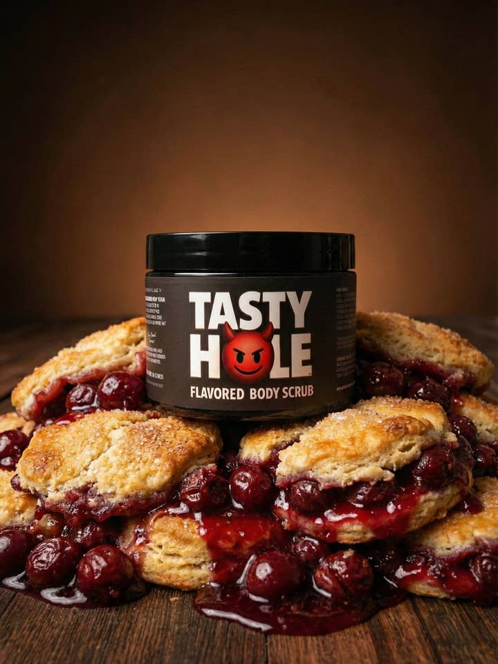 Cherry Gobbler - TastyHole™ Flavored Body Scrub for wholesale by LeatherDaddy Skin Co.