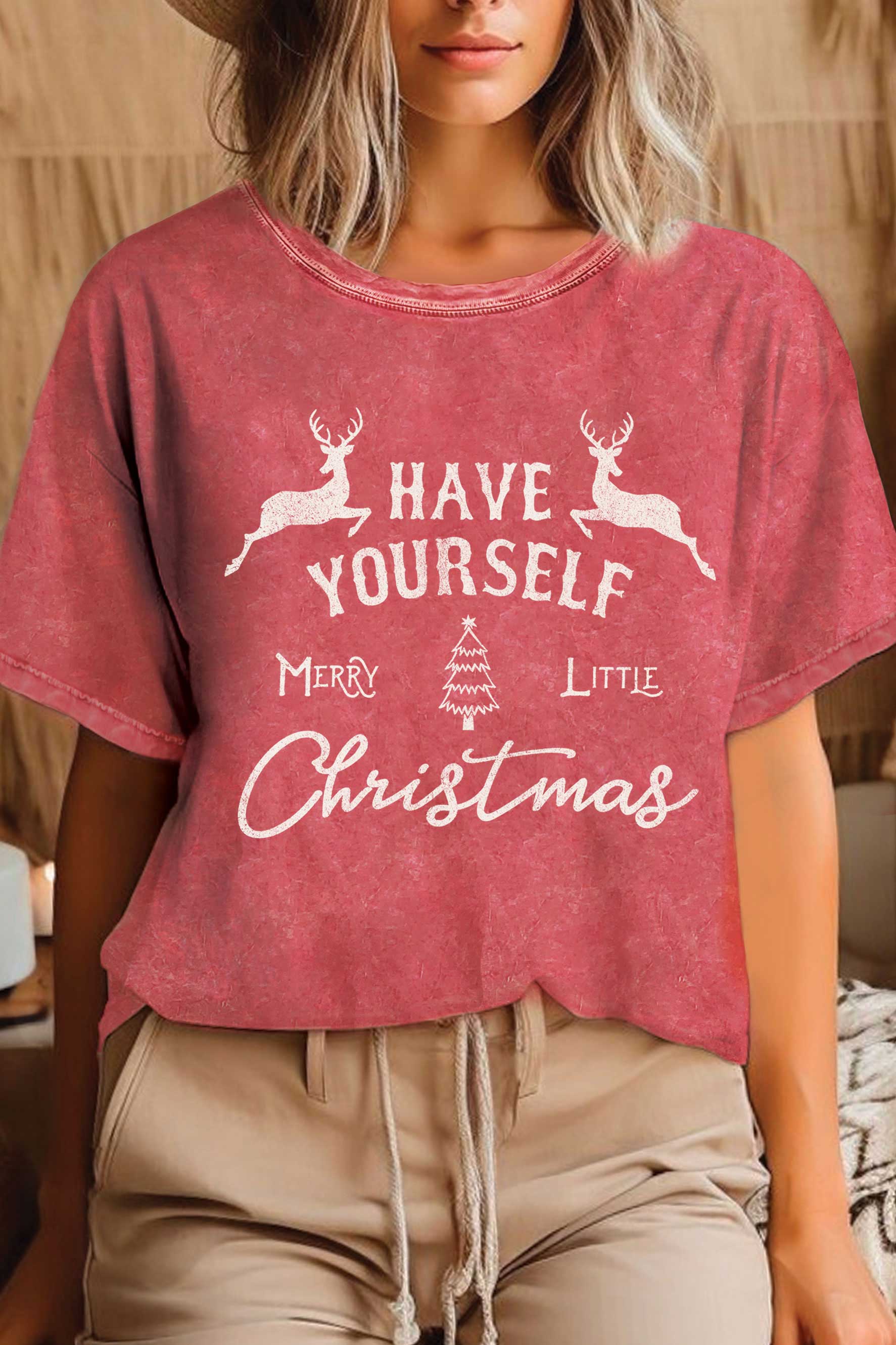 Rustee Clothing - Wholesale Screen Printed T-Shirt - Women's - MERRY LITTLE CHRISTMAS DEERS MINERAL GRAPHIC TSHIRTS7