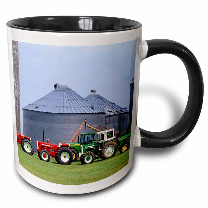 11oz Two-Tone Black Mug Farm, vintage tractor collection, Wi for wholesale by 3dRose