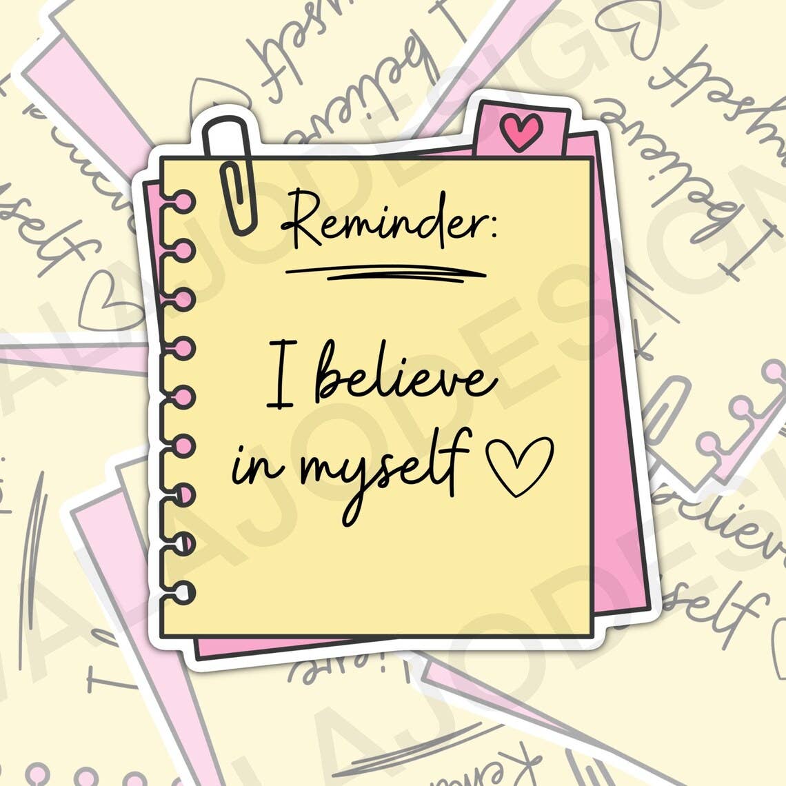 Valajo Designs – wholesale Klistermärke – Jag tror på mig själv, vattentät klistermärke för mental hälsa0