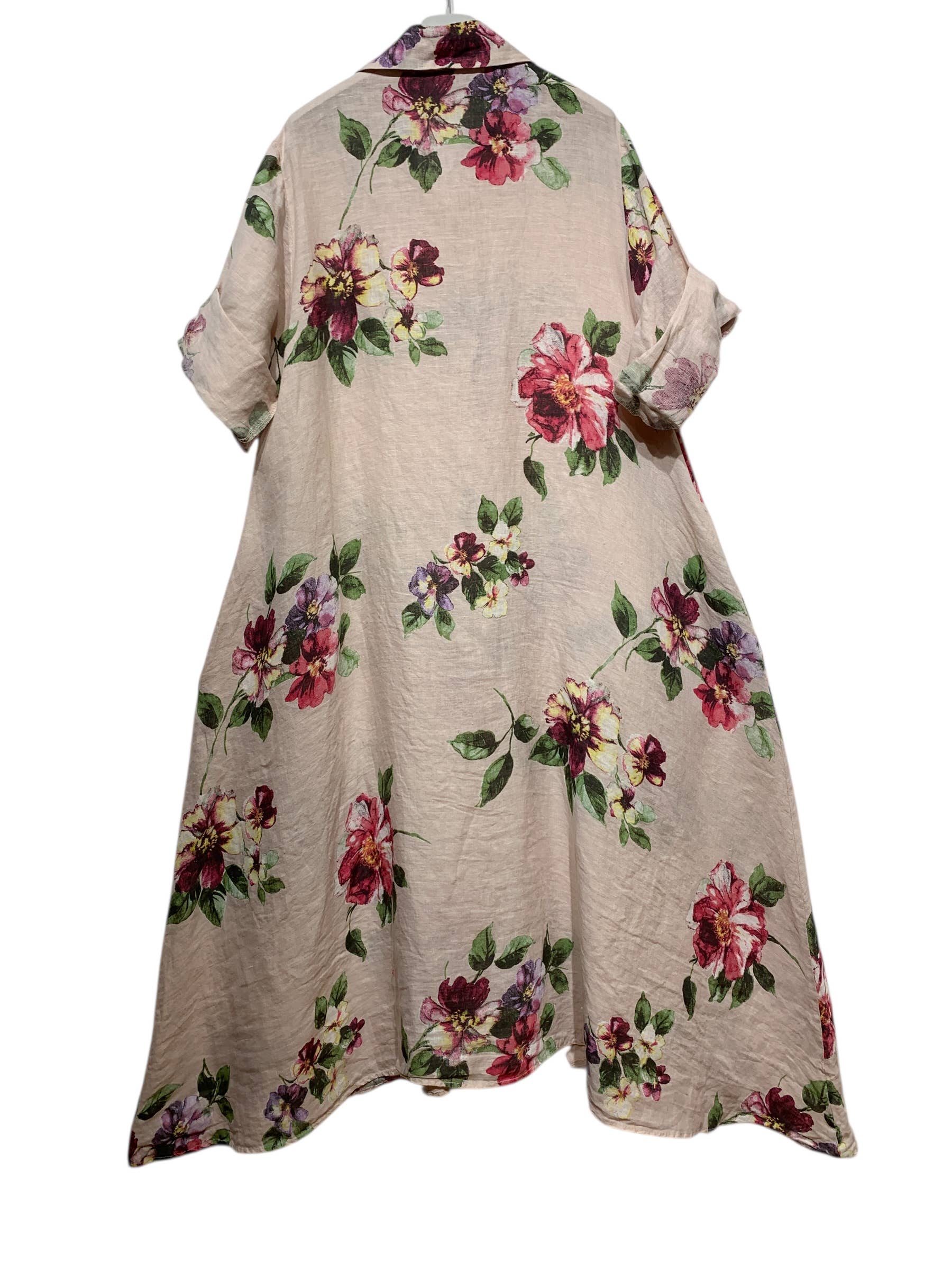 LINEN & COTTON HOUSE - Vente Robe – femme - 8052 E  LONGUE ROBE AVEC POCHES EN LIN  MOTIF 21