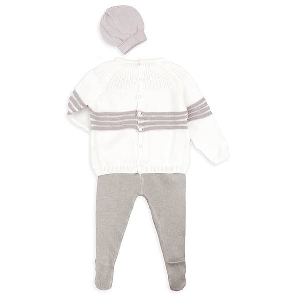 Minutus - Wholesale Clothing Set - Baby - Baby set in grey and cream Spot knit (3 pieces)5