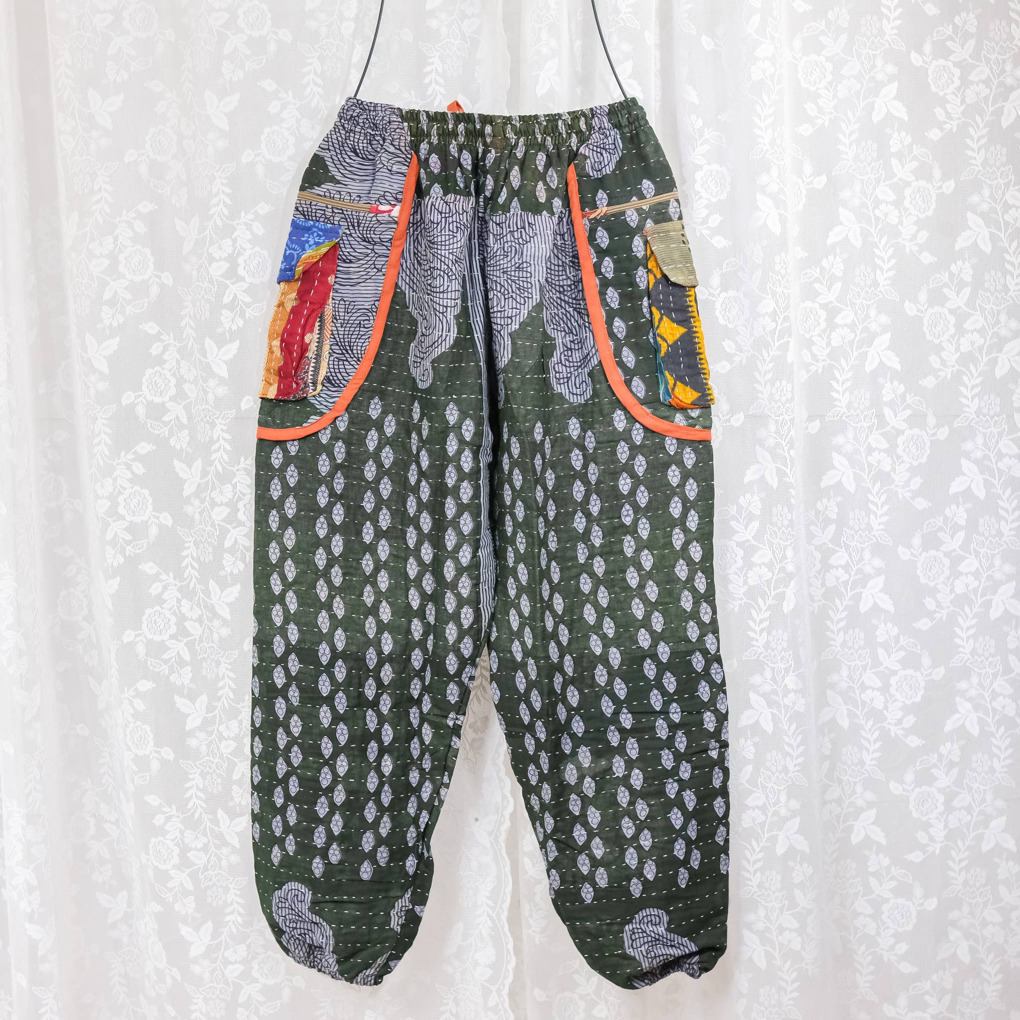 Karma Nepal Crafts - Wholesale Pants - Women's - One of a Kind Kantha Baggy Pants with Pockets12