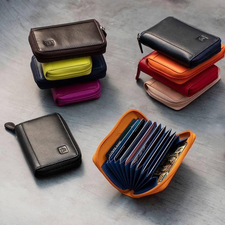 PRIMEHIDE - Wholesale Card Holder - Unisex - Concertina Leather RFID Credit Card Holder - 780
