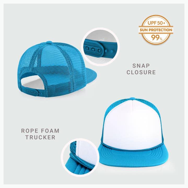 ChoKoLids - Wholesale Trucker Hat - Men's - CHOK.LIDS Plain Two-tone Foam Trucker Flat Bill Cap with Rop51