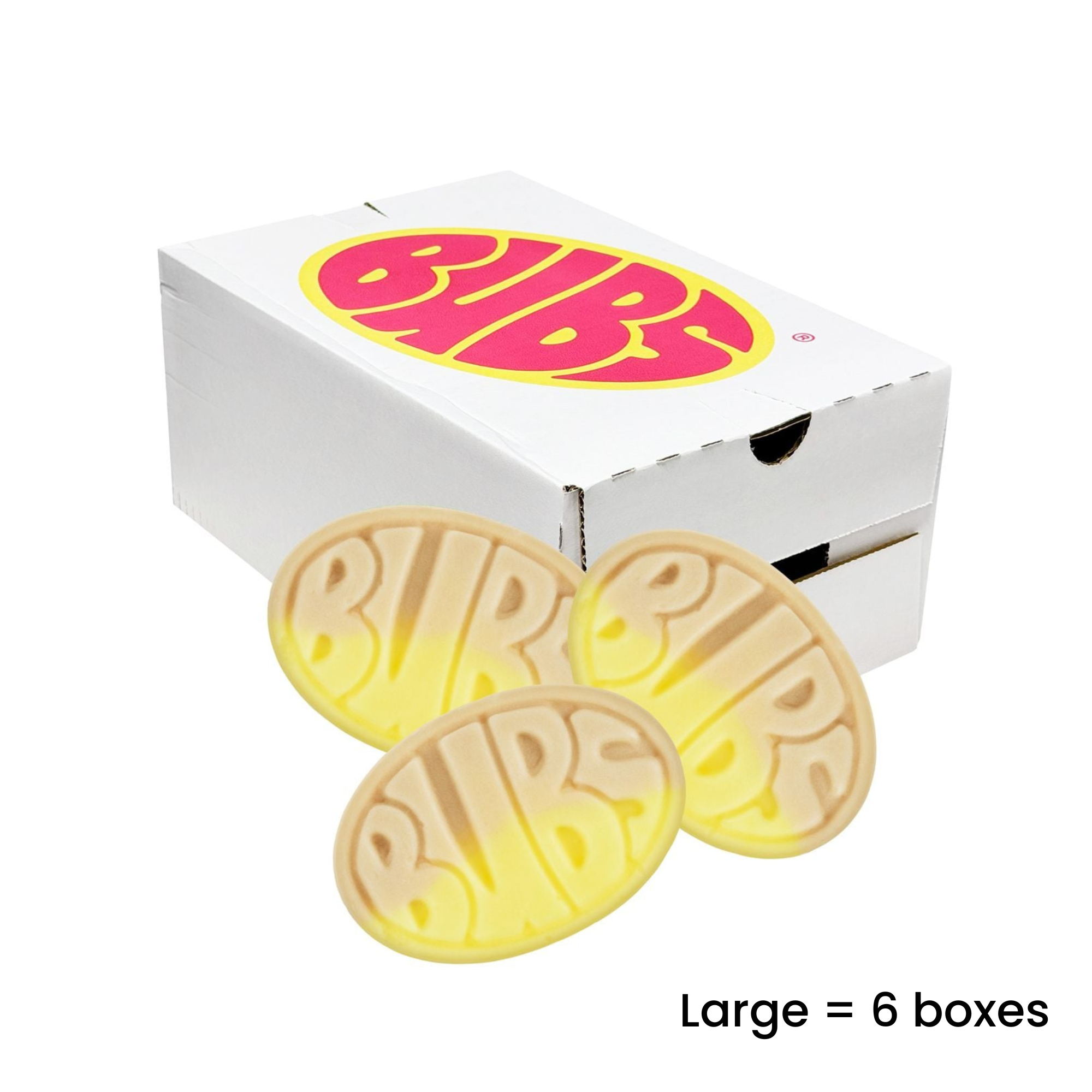 Nordicbangers - Swedish Candy Supply - Venta al por mayor Golosinas duras - Caja de caramelos Bubs suecos sabor plátano 2,8 kg - Mezcla tus dulces2